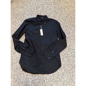 Mens Diesel New Black Hidden Button Down Shirt Size L Cotton Blend Slim